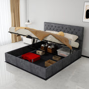 Letto imbottito moderno con testiera morbida, 160x200 cm, grigio