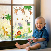 Muovibile decorazione per parete con animali della giungla per camera da letto dei bambini maschi con scimmia e leone