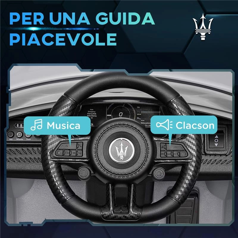 MACCHINA PER BAMBINI 12V MASERATI GRAN TURISMO FOLGORE CON TELECOMANDO ETÀ 3-5 ANNI GRIGIO