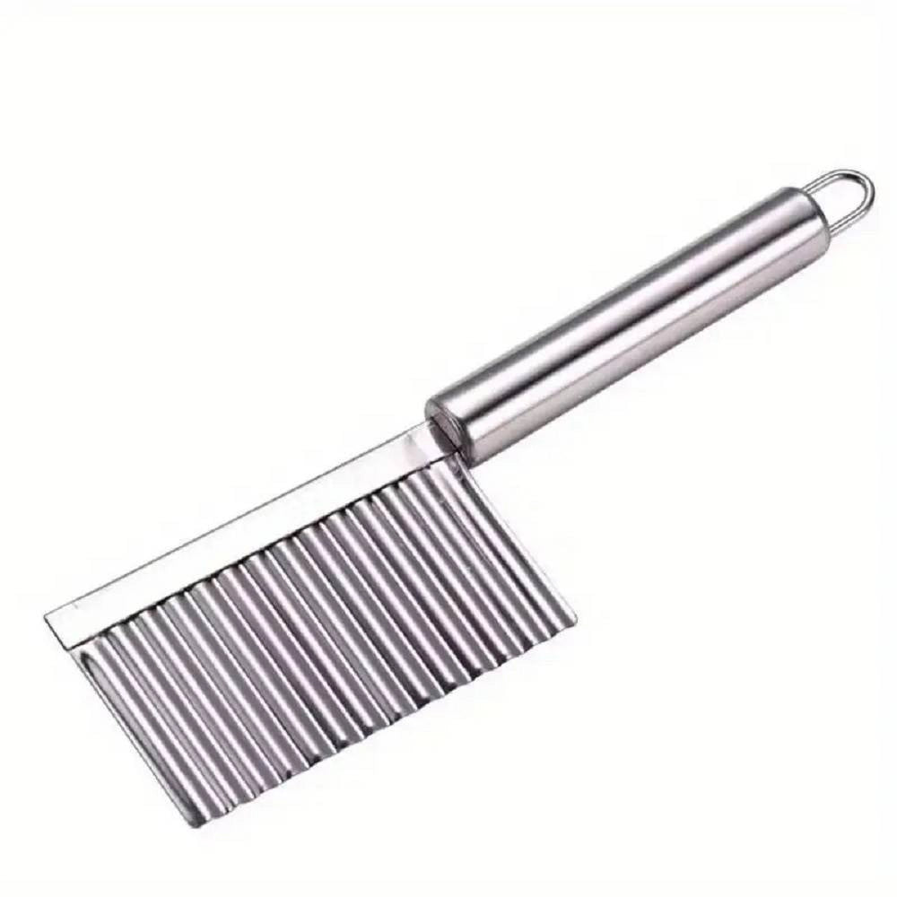 Trade Shop - Coltello Ondulato Per Patate Cetrioli In Acciaio Affettatrice Accessori Cucina -