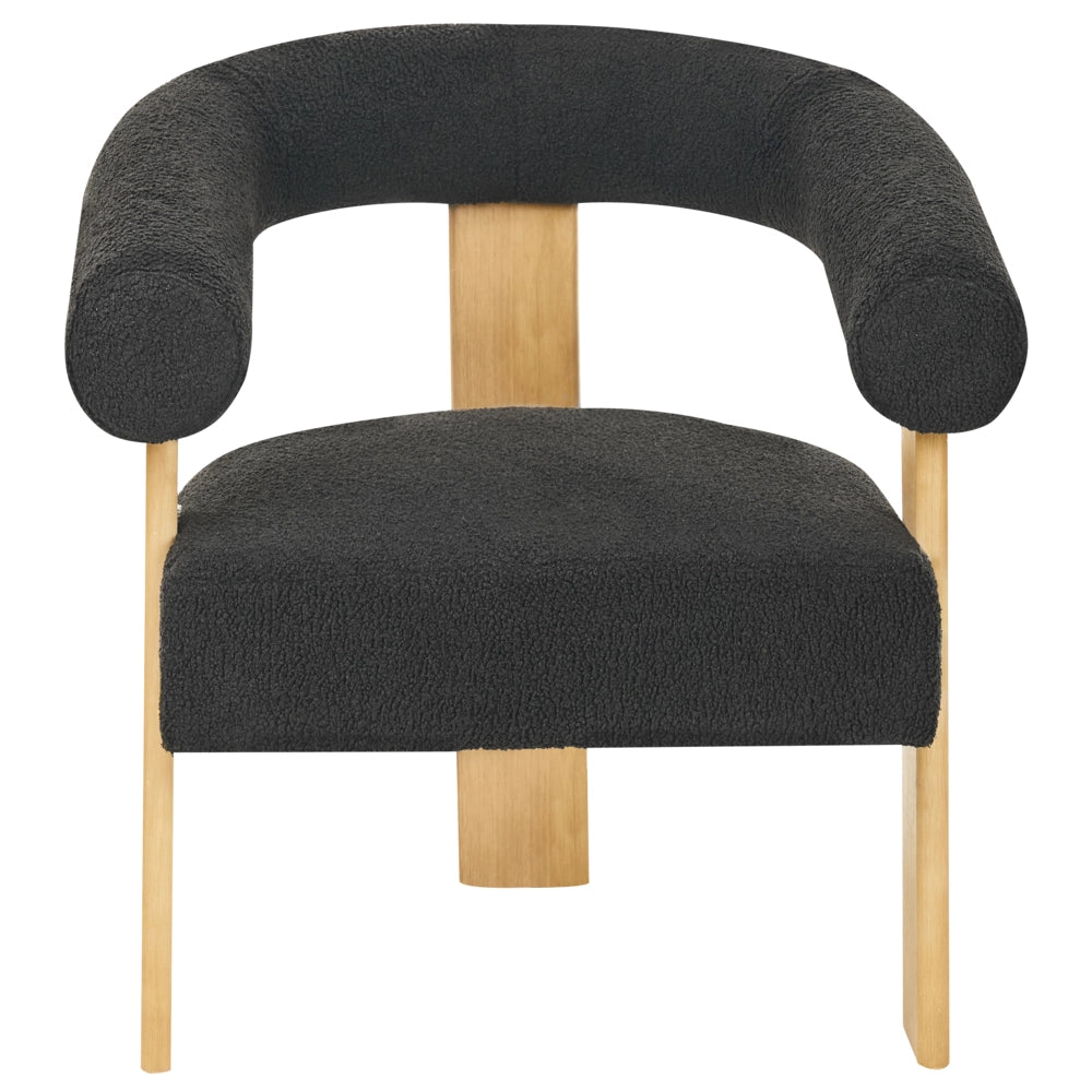 Set da salotto divano a 2 posti poltrona imbottita bouclé nero e marrone chiaro stile retrò soggiorno