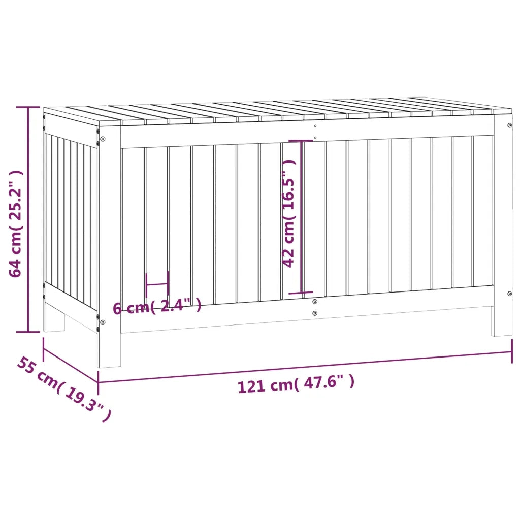 Contenitore da Giardino Ambra 121x55x64 cm Legno Massello Pino 823846