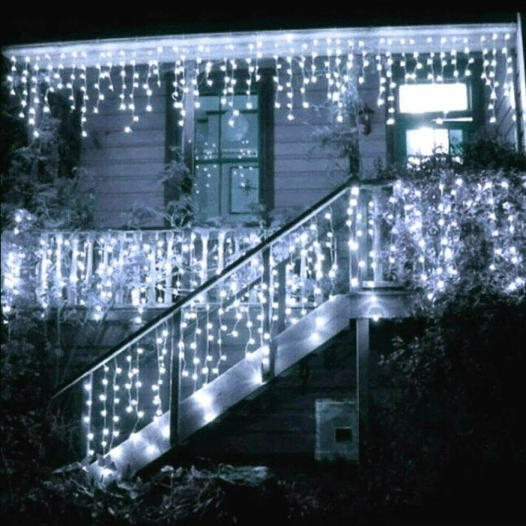 TENDA LUMINOSA ESTERNO 150 LED NATALE BIANCO FREDDO FISSO INTERMITTENTE 5 METRI