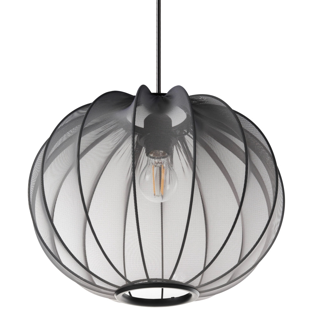 Lampada a sospensione con paralume in nylon nero Design moderno Luce per il soggiorno