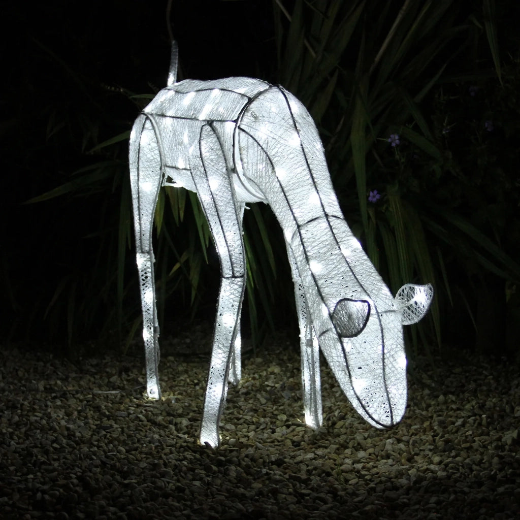 Renna di Natale Luminosa Decorazione da Esterno per la Casa Luci LED Bianco Ghiaccio Figura Luminosa Luci di Natale - Femmina - Bianco