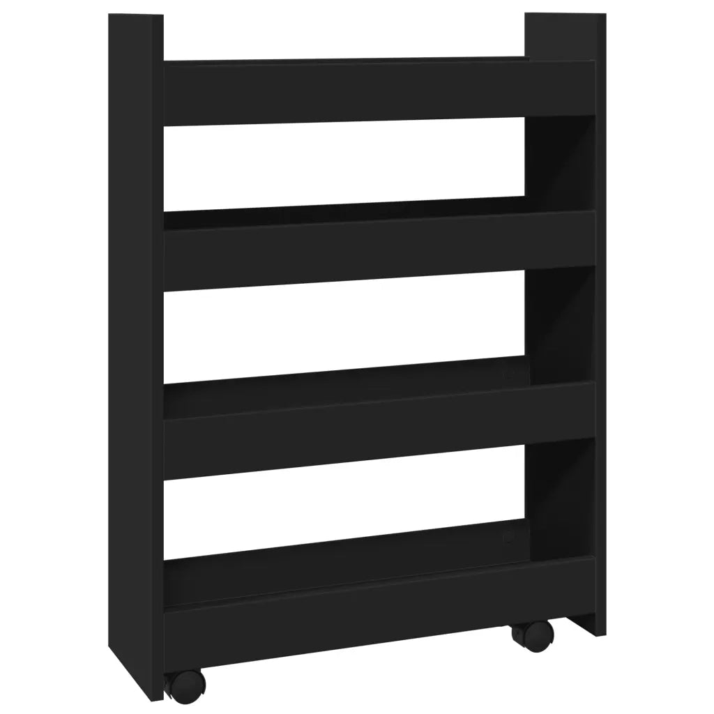 vidaXL Carrello Portaoggetti Stretto a 4 Livelli Nero in Truciolato