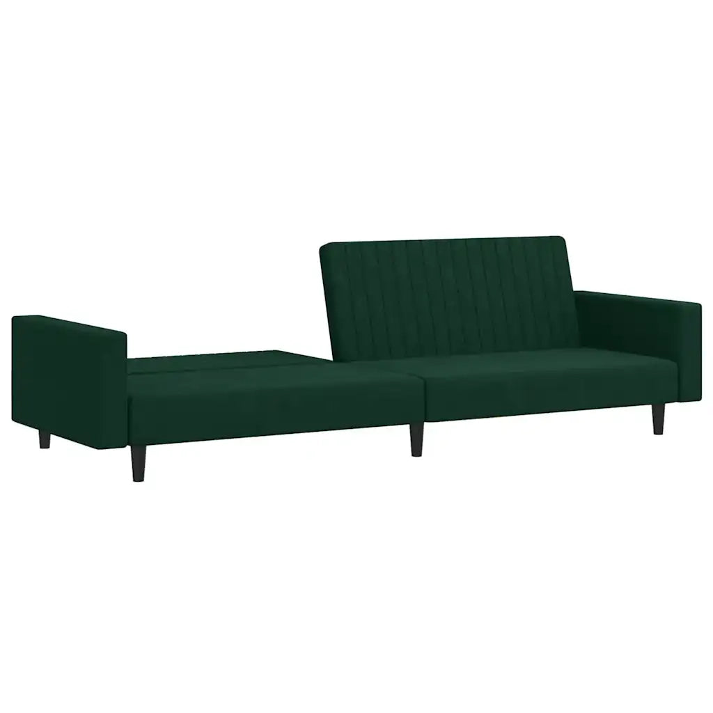Divano Letto a 2 Posti Verde Scuro in Velluto 375939