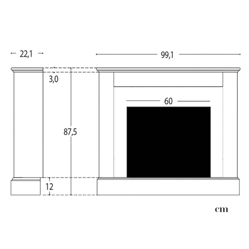 Cornice Per Caminetto MPC Camillo Nera Cornice In Legno Mdf Per Inserto Elettrico Caminetto Vulcano Da 60 Cm Facile da montare Fabricato in Europa