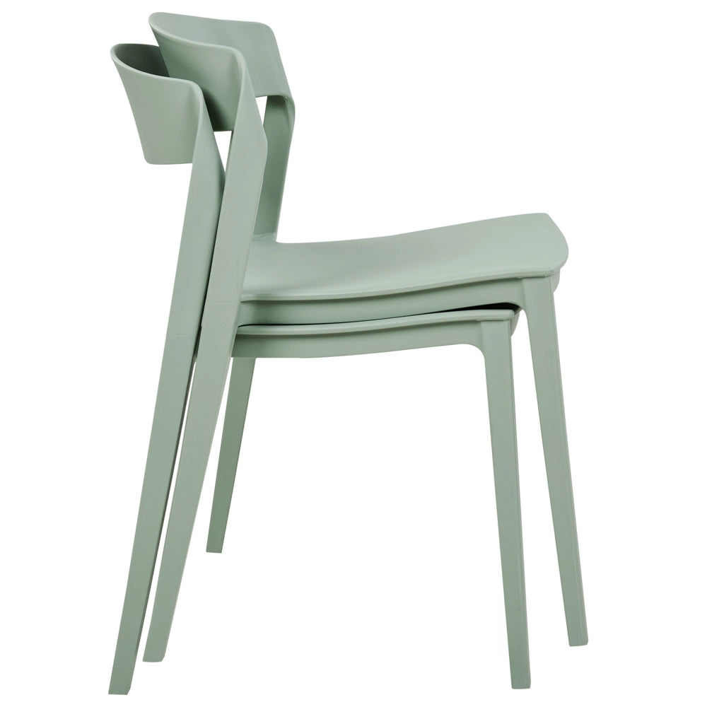 Set di 2 sedie da pranzo verde menta impilabili con gambe senza braccioli Sedie da conferenza in plastica Design moderno contemporaneo Sedute per la sala da pranzo