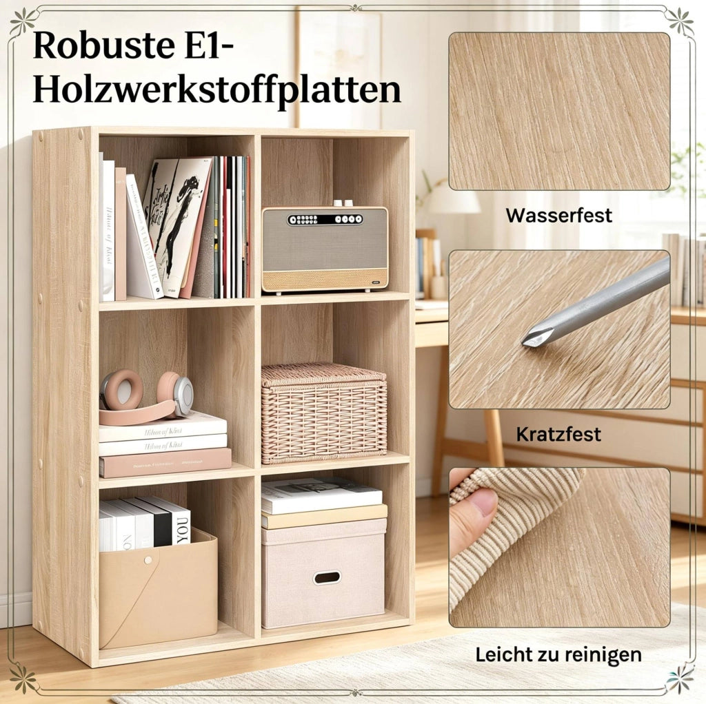Libreria a cubi 6 vani rovere 59,6 x 89 x 29 cm