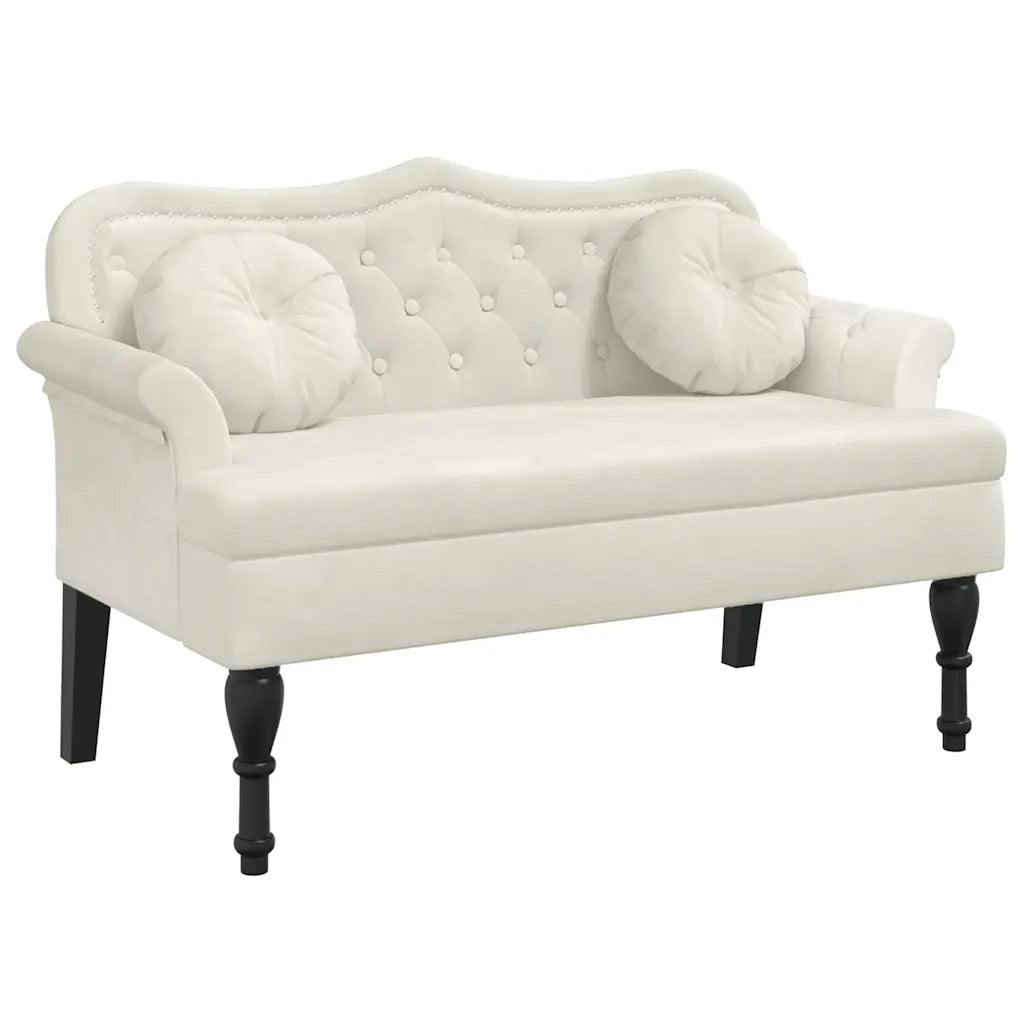 Panca con Cuscini Crema 120,5x65x75 cm in Velluto 372147
