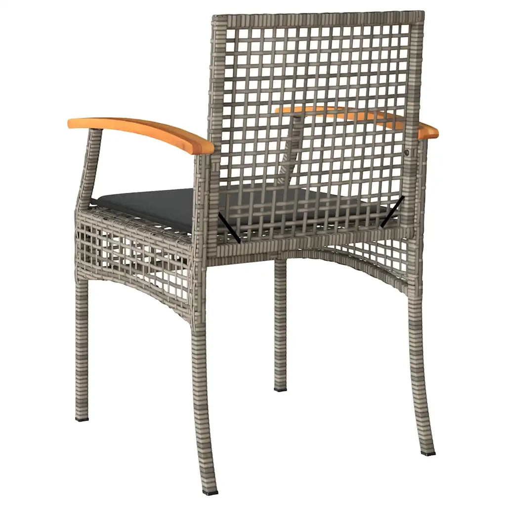 Sedie da Giardino con Cuscini 2 pz | Sedie da Esterno Grigie in Polyrattan e Acacia