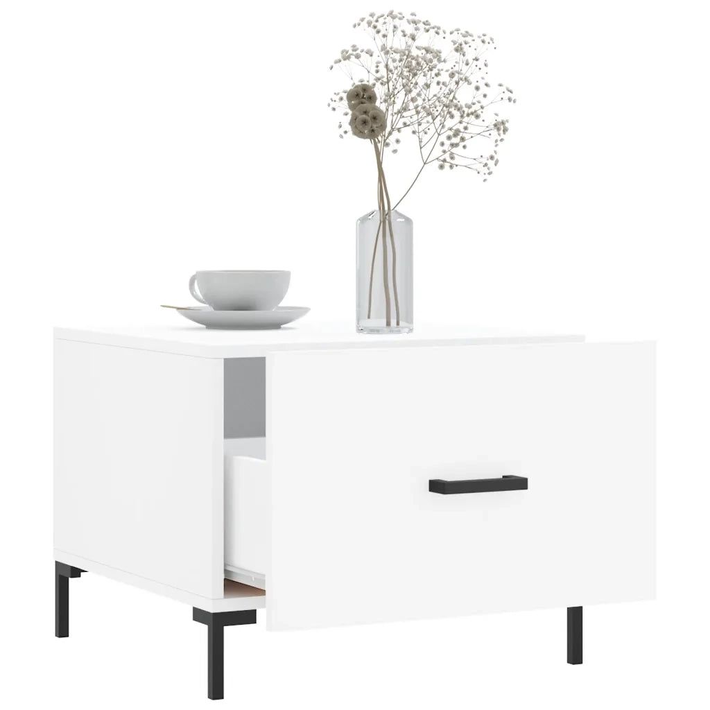 Tavolino da Salotto Bianco 50x50x40 cm in Legno Multistrato 829396