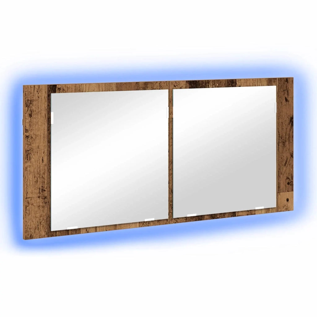 Armadio Specchio LED con porta-Mobile bagno con specchio Legno vecchio 100 x 12 x 45 cm