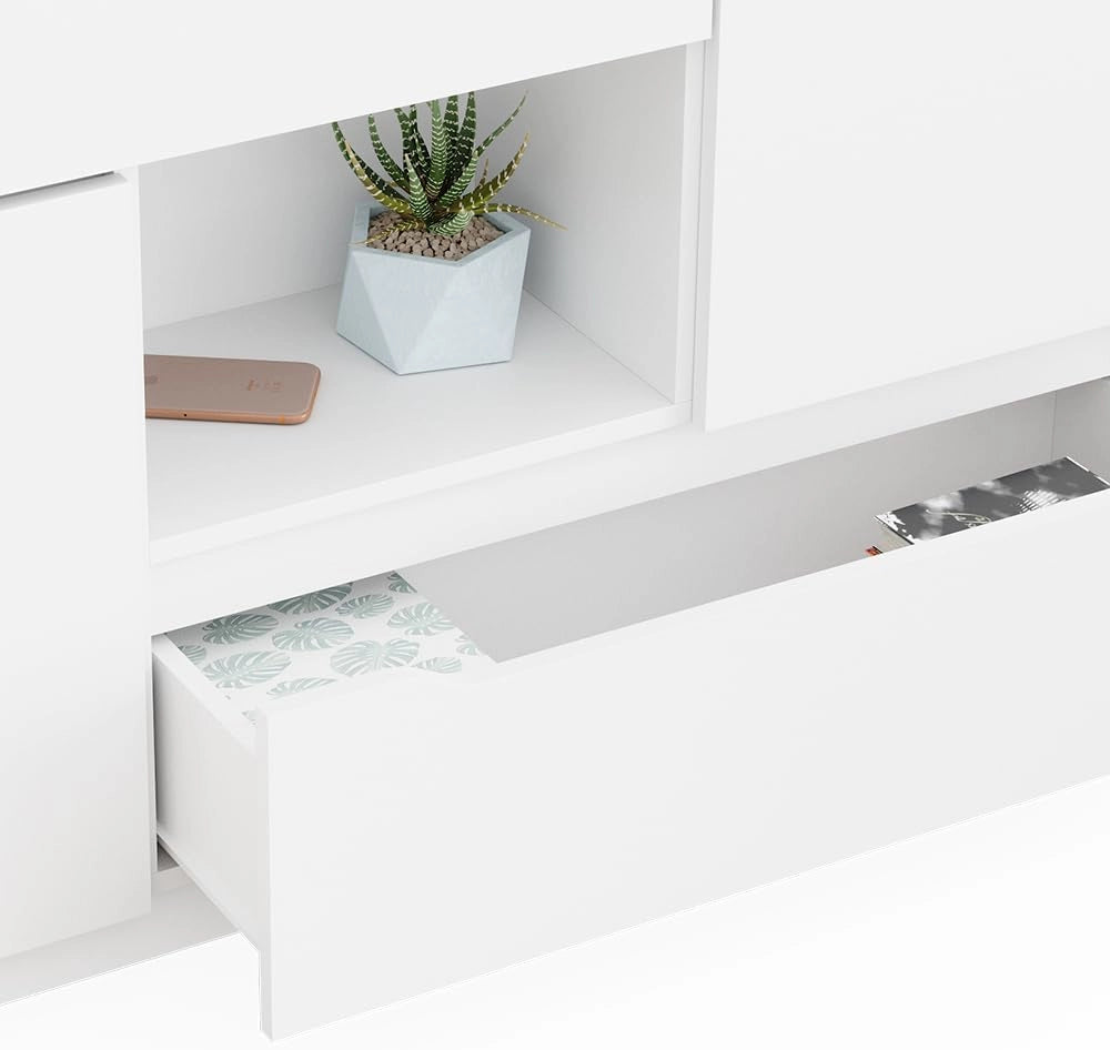 Cassettiera per camera da letto Ruben, Bianco, 120 x 84 cm, per riporre abiti e oggetti di uso quotidiano