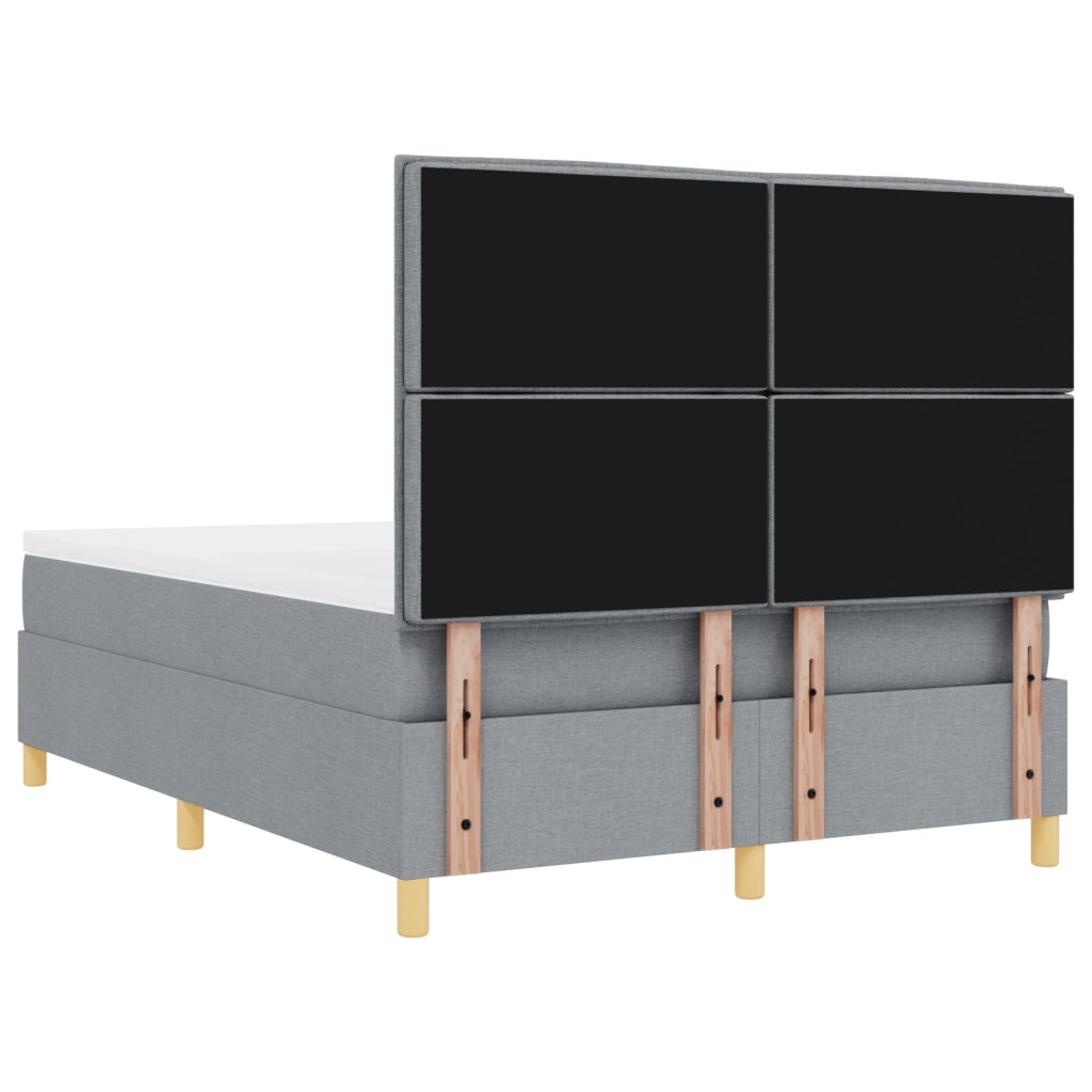 Letto Box Spring con Materasso e Luce LED Grigio Chiaro 160x200 cm Tessuto