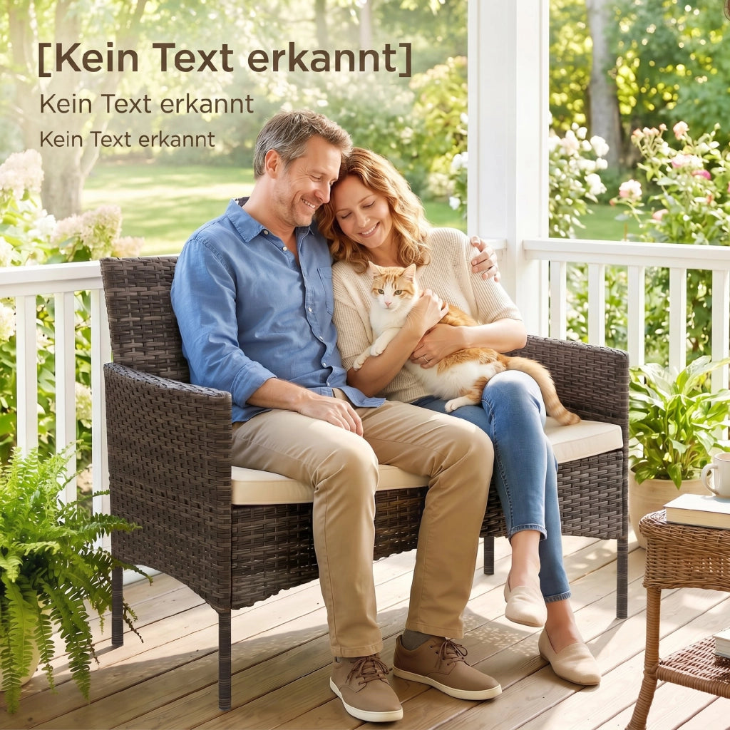 Divano 2 posti in rattan per esterno ¨C zephmum ¨C grigio, tessuto, 90x90x85
