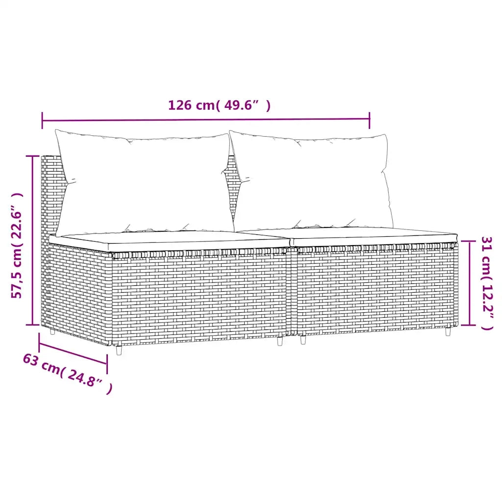 vidaXL Divani Centrali da Giardino con Cuscini 2pz Polyrattan Grigio
