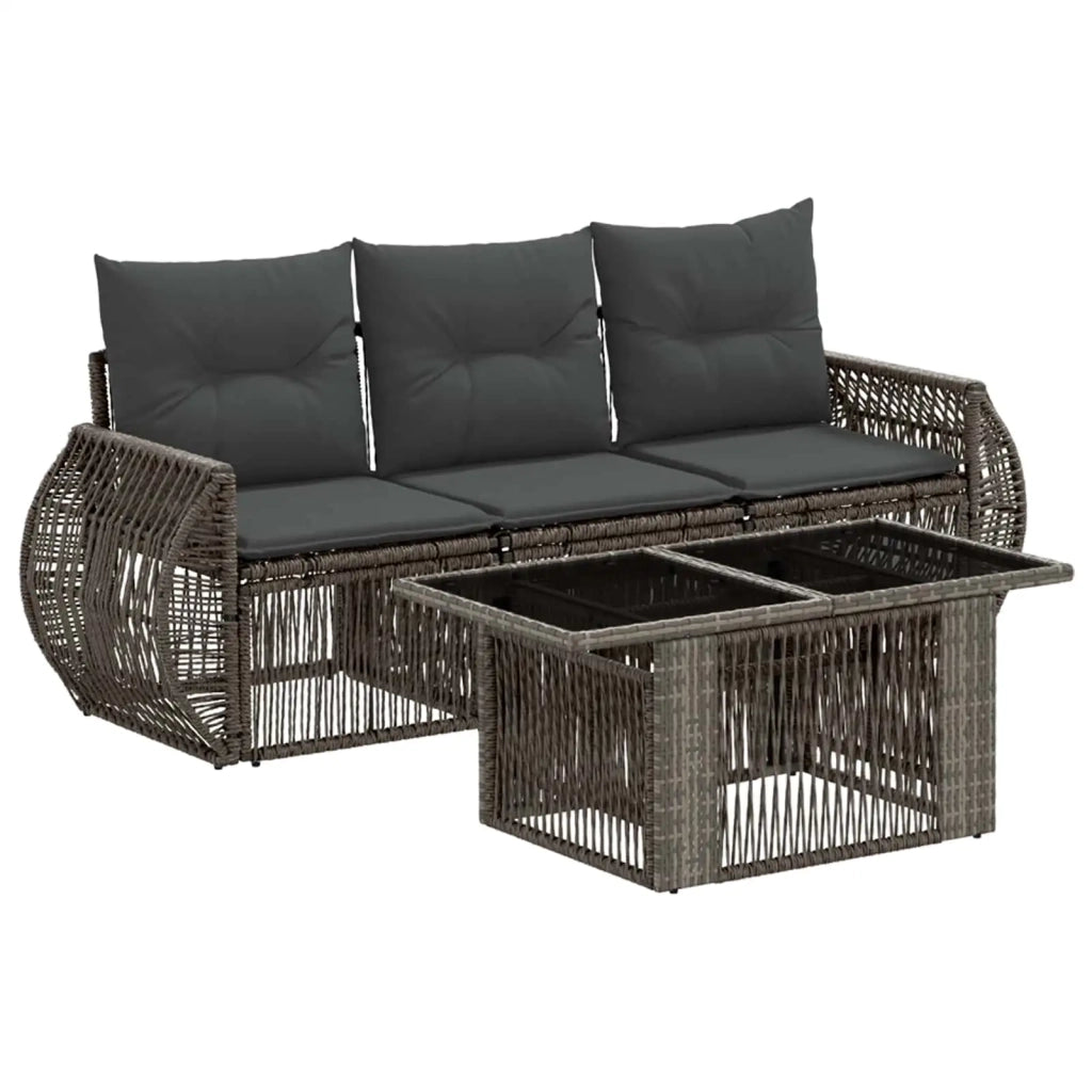 Set Divano da Giardino 4 pz Grigio e Grigio Scuro polyrattan 3436892