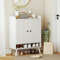 Scarpiera Ingresso con Ripiani Regolabili Compartimento Aperto per 15 Paia di Scarpe 75x35x97 cm Bianco