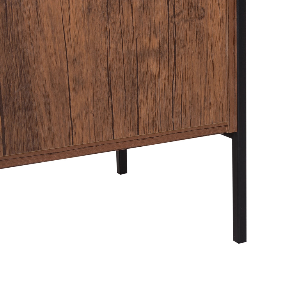 Madia credenza in Legno Scuro e Nero con Cassetti Industriale Soggiorno
