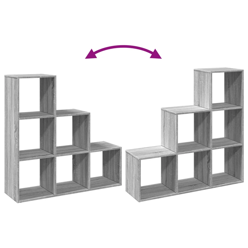 Libreria Divisorio 3 Ripiani-Scaffale per Libri-Mobile di Stoccaggio Grigio Sonoma 99x29x99cm Truciolato
