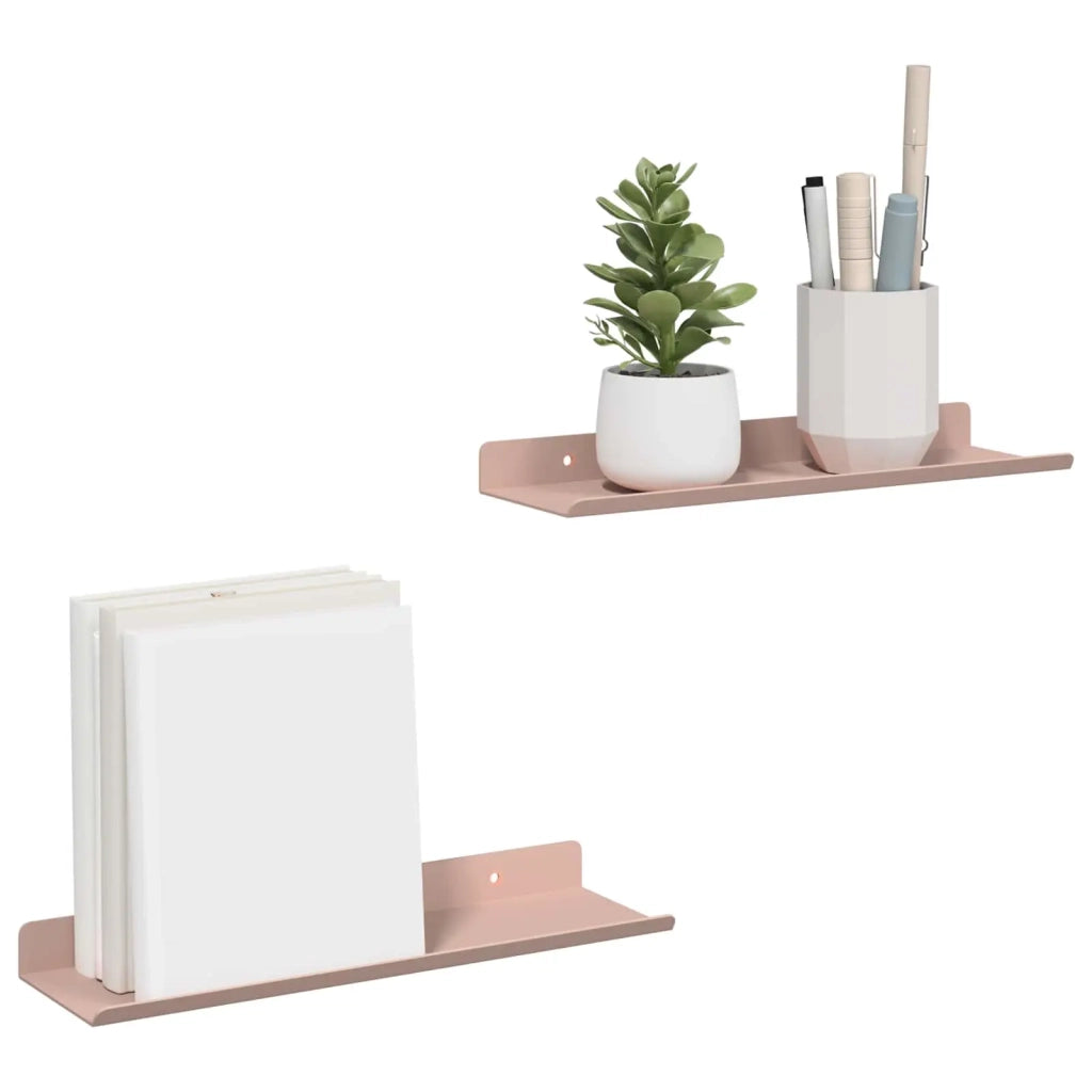 Mensola sospesa 2 pcs Rosa 30 x 9 x 2,5 cm Acciaio