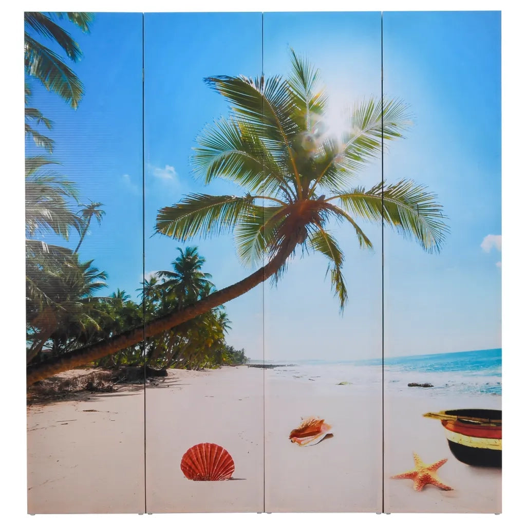 Divisorio Ambienti | Divider per stanze | Paravento Pieghevole 160x170 cm con Stampa Spiaggia