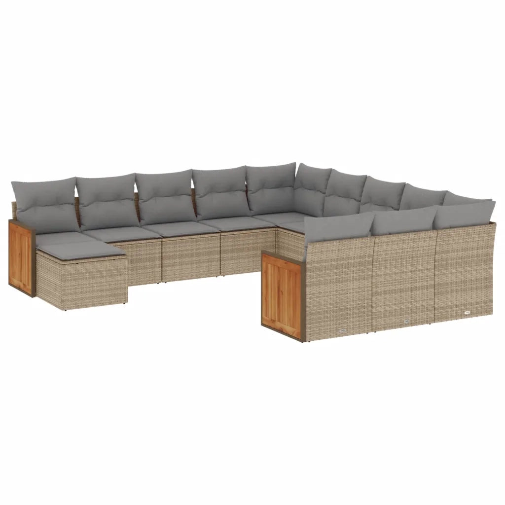 Set Divani da Giardino 12 pz con Cuscini Beige in Polyrattan 3228264