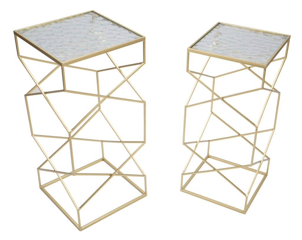 TAVOLINETTI GLASSY COPPIA CM 31,5X31,5X68-28X28X64