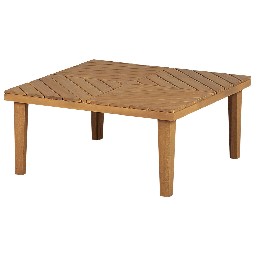 Poltrone da giardino in legno di acacia con tavolino cuscini schienale in poliestere beige chiaro interno esterno