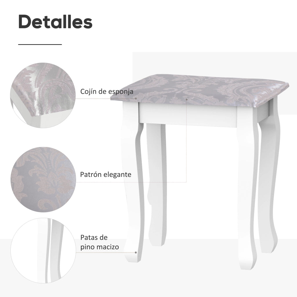 Tavolo da trucco con 5 cassetti e sgabello ¨C Minimal ¨C Bianco e nero 80x50x75