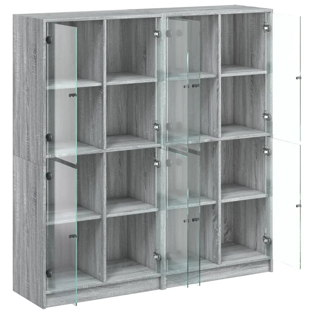 Libreria Ante-Scaffale per Libri-Mobile di Stoccaggio Grigio Sonoma 136x37x142 cm in Legno Multistrato 739394