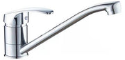Mangiatutto da cucina con un maniglione, miscelatore da cucina rotativo 360°, finitura argento.