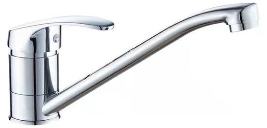 Mangiatutto da cucina con un maniglione, miscelatore da cucina rotativo 360°, finitura argento.