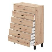 Madia Otaval, Credenza 6 Cassetti, 77x35x110h cm Marrone Rovere Nodi