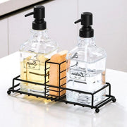 Set di rilascio sapone da 2 pezzi - Rilascio sapone da mano con vetro spesso - Supporto griglia in ferro robusto - Kit di rilascio sapone multifunzionale - Accessori decorativi per cucina e bagno eleganti