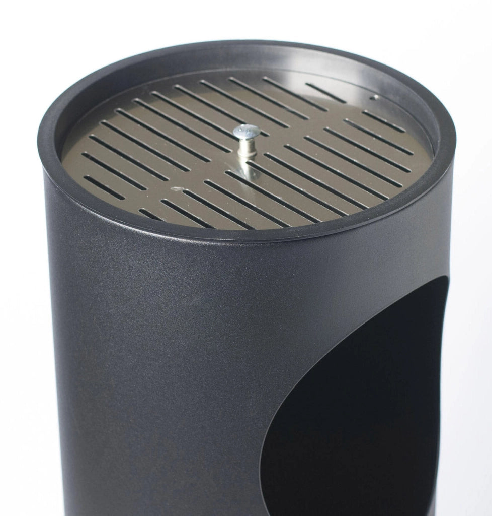 Pattumiera Gettacarte Ø24,3xh66,5 cm con Posacenere In Acciaio Verniciato Grigio