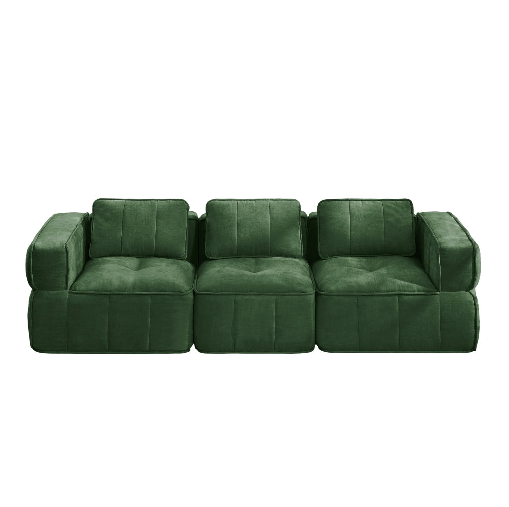Divano modulare in poliestere verde 271x93x67 cm
