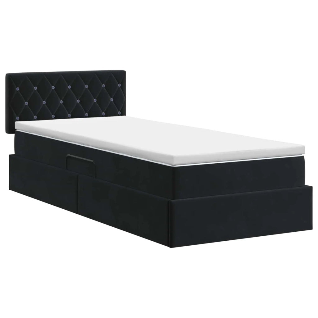 Letto con Contenitore con testiera Nero 90 x 200 cm Velluto 3458723