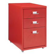 Mobiletto per ufficio mobile contenitore su ruote acciaio 48 x 28 x 41 cm rosso 03_0009122