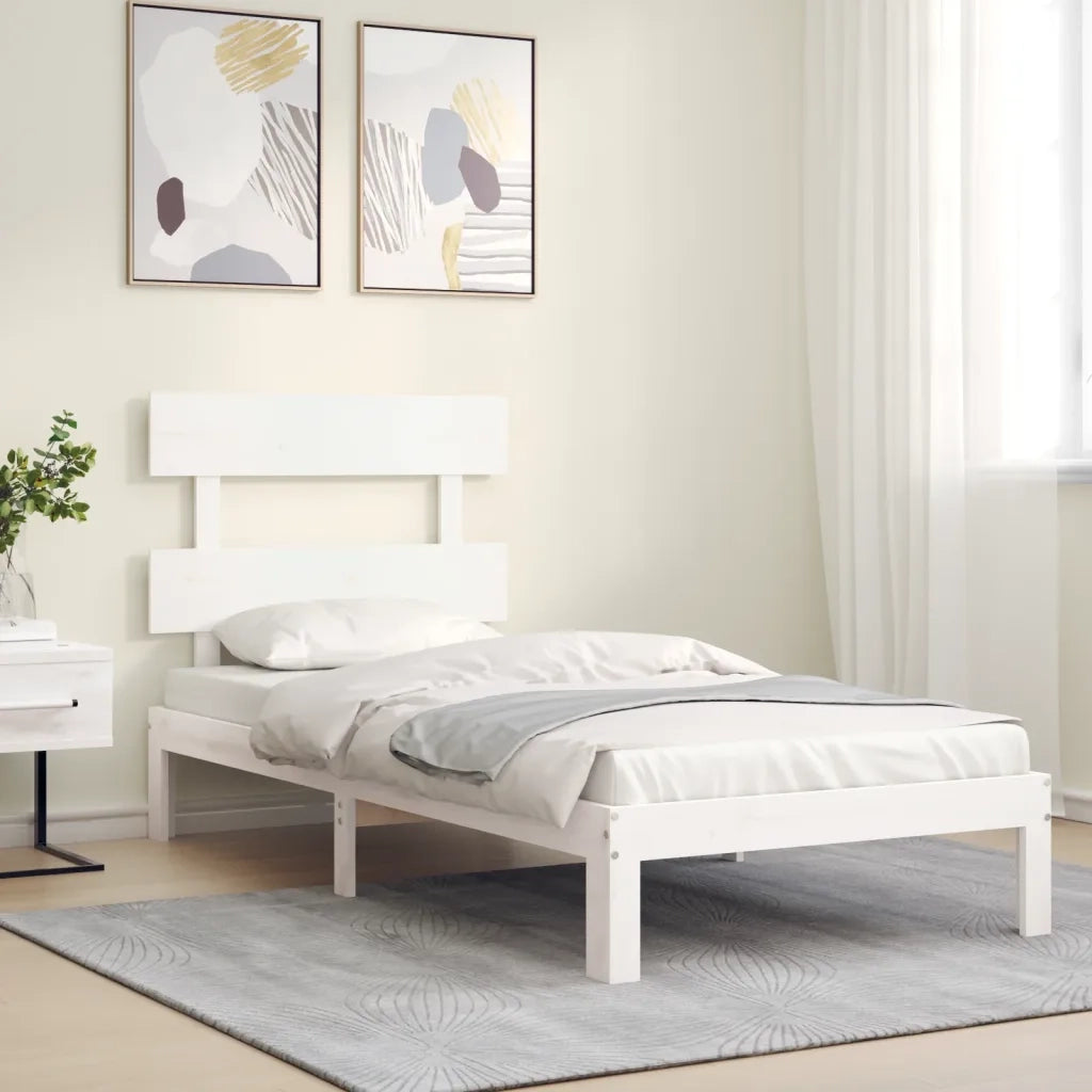 Giroletto senza Materasso Bianco 100x200 cm Legno Massello Pino