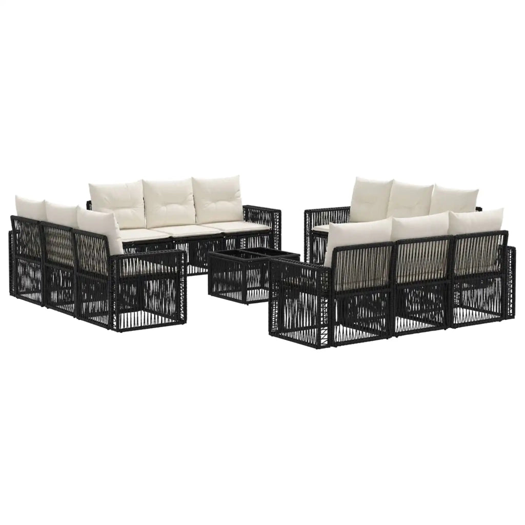 Set Divano da Giardino 13 pcs Nero e Bianco Crema polyrattan 3435076
