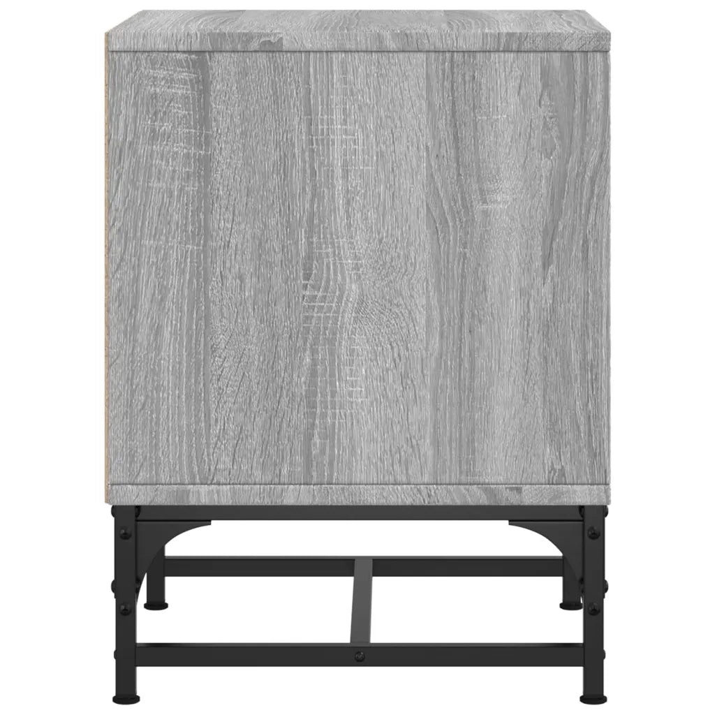 Comodini con Ante in Vetro 2pz-Set di 2 Tavolino da notte Grigio Sonoma 35x37x50 cm