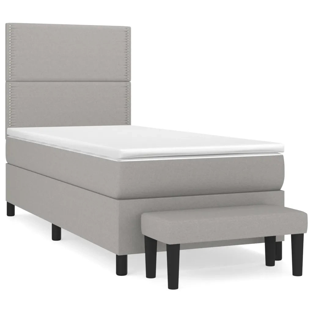 Giroletto a Molle con Materasso Grigio Chiaro 90x190 cm Tessuto 3136477