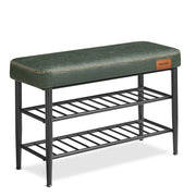 Panca portascarpe mobile ingresso in PU con cuciture stile moderno portata 135 kg 30 x 80 x 50 cm verde 12_0005343