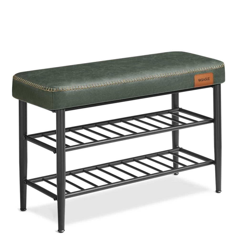 Panca portascarpe mobile ingresso in PU con cuciture stile moderno portata 135 kg 30 x 80 x 50 cm verde 12_0005343