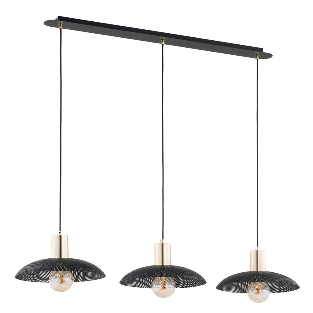 Lampada a sospensione SPIRIT a tre luci in acciaio nero opaco
