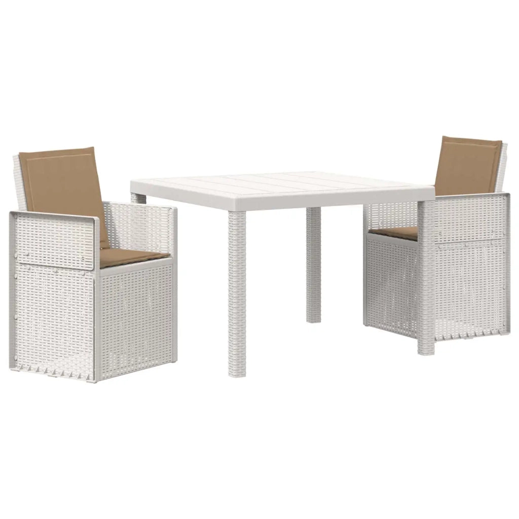 Set da Pranzo per Giardino 3 pcs Bianco e Tortora PP 3430049