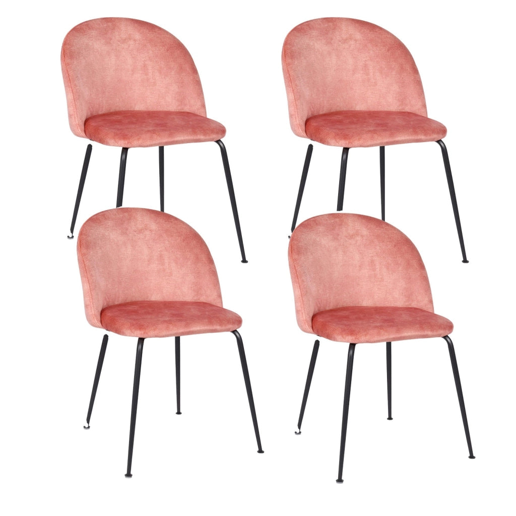 Set 4 Sedie Imbottite 45x55x79 cm in Velluto Rosa Chiaro